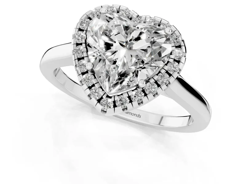 Heart-Shaped Halo Engagement Ring Setting | Flat Tapered Band | Platinum