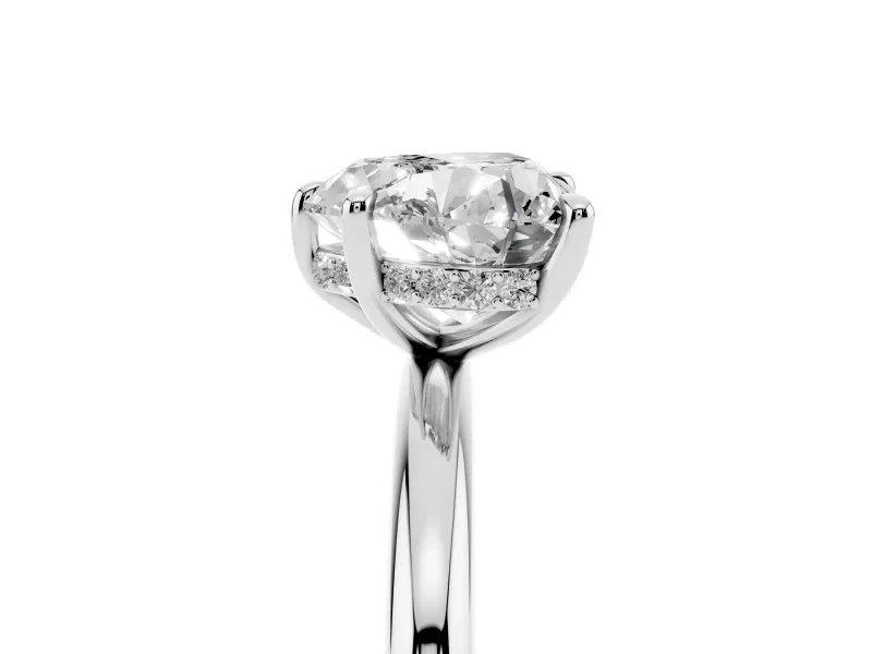 Heart Cut Diamond Solitaire Ring Set in White gold with Thin Band and Prong Setting