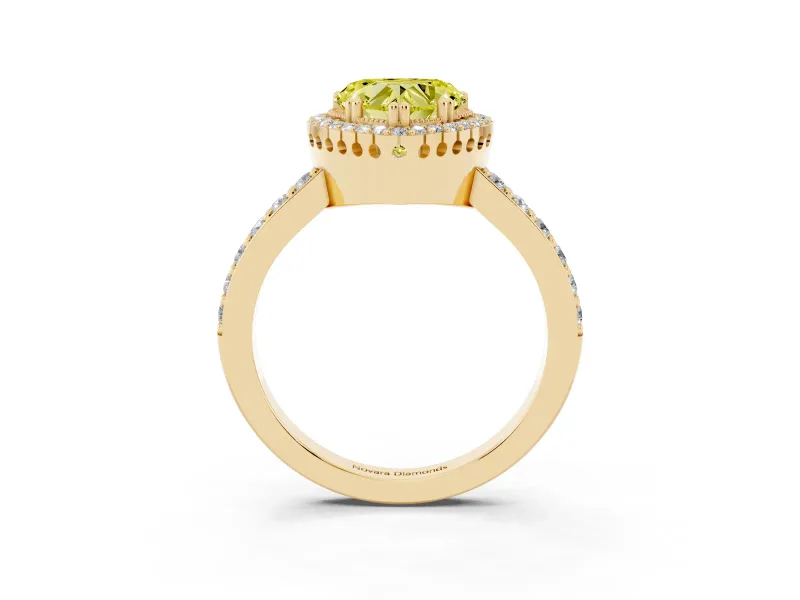 Heart-Shaped Halo Engagement Ring Setting for a Fancy Yellow Lab-Grown Diamond | Yellow Gold - Design NV-24528