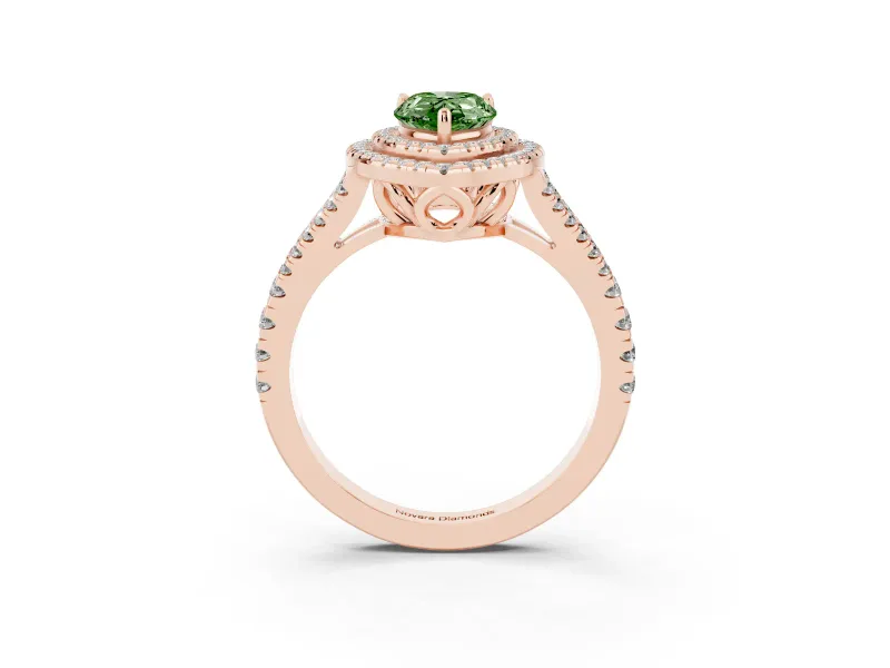 Pear-Shaped Halo Engagement Ring Setting for a Fancy Green Lab-Grown Diamond | Rose Gold - Design NV-24799
