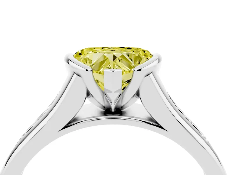 Heart-Shaped Half Bezel Engagement Ring Setting for a Fancy Yellow Lab-Grown Diamond | White Gold