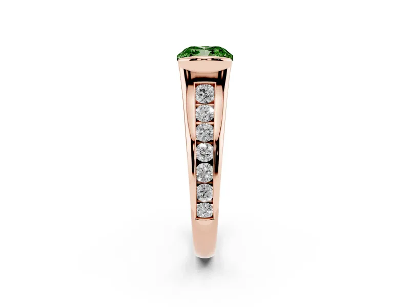 Cushion Cut Half Bezel Engagement Ring Setting for a Fancy Green Lab-Grown Diamond | Rose Gold