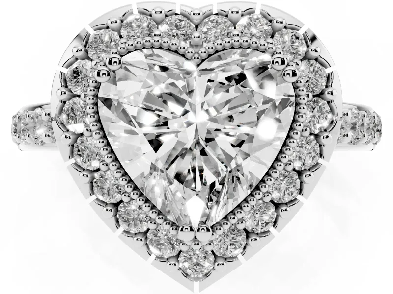 Heart-Shaped Vintage Milgrain Halo Engagement Ring Setting | Pierced Gallery | Sterling Silver