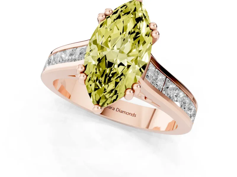 Marquise Channel Engagement Ring Setting for a Fancy Yellow Lab-Grown Diamond | Rose Gold - Design NV-24671
