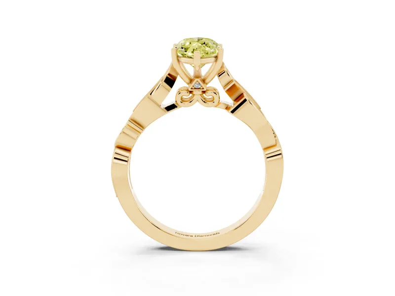 Marquise Vine Engagement Ring Setting for a Fancy Yellow Lab-Grown Diamond | Yellow Gold