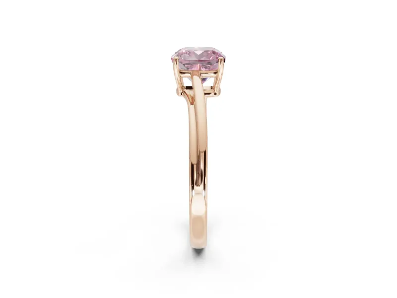 Cushion Cut Bypass Solitaire Engagement Ring Setting for a Fancy Pink Lab-Grown Diamond | Rose Gold