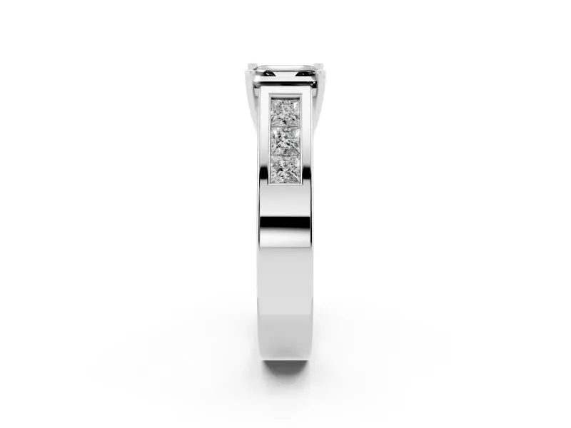 Asscher Cut Channel-Set Engagement Ring Setting for a Black Center | Wide Band | Sterling Silver