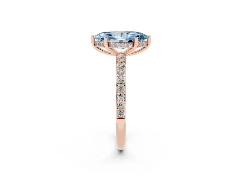 Marquise Hidden Halo Engagement Ring Setting for a Fancy Blue Lab-Grown Diamond | Rose Gold