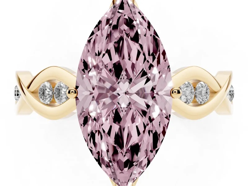 Marquise Twisted Infinity Engagement Ring Setting for a Fancy Pink Lab-Grown Diamond | Yellow Gold