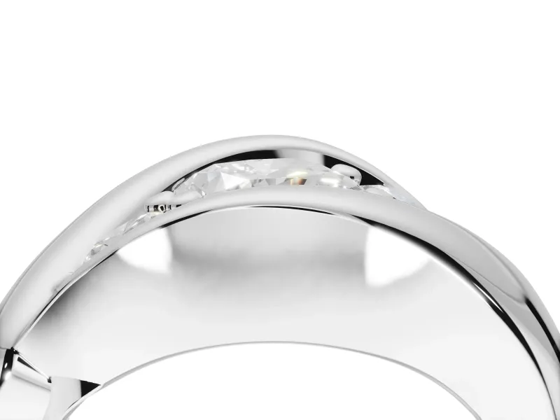 Cushion Cut Three Stone Bypass Engagement Ring Setting | Sculpted Crossover Band | Sterling Silver