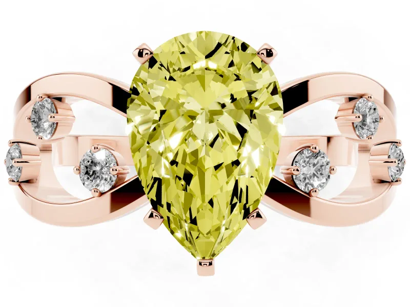 Pear-Shaped Loop Engagement Ring Setting for a Fancy Yellow Lab-Grown Diamond | Rose Gold