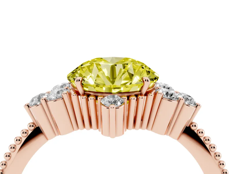 Round Cluster Engagement Ring Setting for a Fancy Yellow Lab-Grown Diamond | Rose Gold