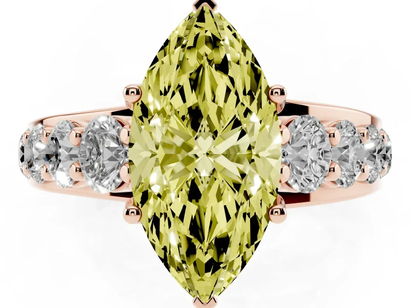 Marquise Graduated Engagement Ring Setting for a Fancy Yellow Lab-Grown Diamond | Rose Gold
