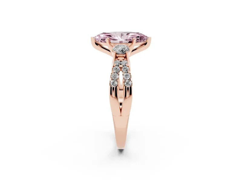 Marquise Three Stone Engagement Ring Setting for a Fancy Pink Lab-Grown Diamond | Rose Gold
