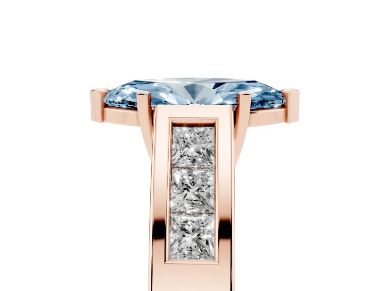 Marquise Channel-Set Engagement Ring Setting for a Fancy Blue Lab-Grown Diamond | Rose Gold