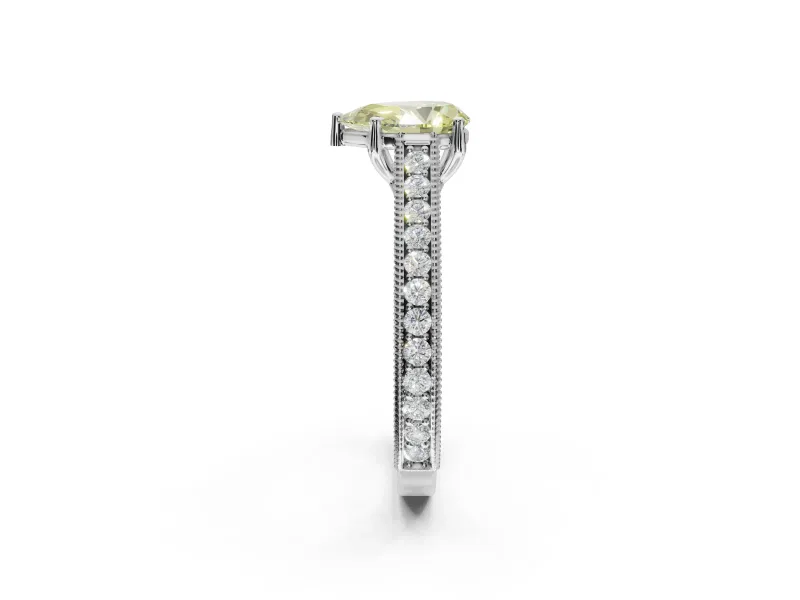 Pear-Shaped Vintage Engagement Ring Setting for a Fancy Yellow Lab-Grown Diamond | Platinum - Design NV-24644