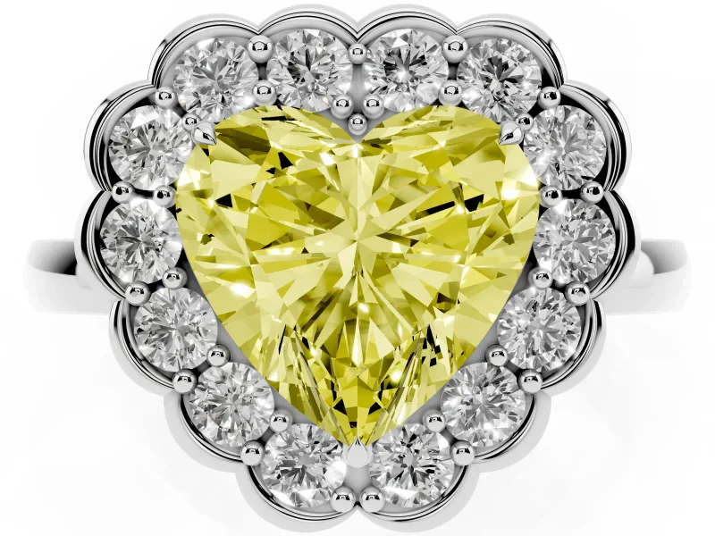 Heart-Shaped Halo Engagement Ring Setting for a Fancy Yellow Lab-Grown Diamond | Sterling Silver - Design NV-24719