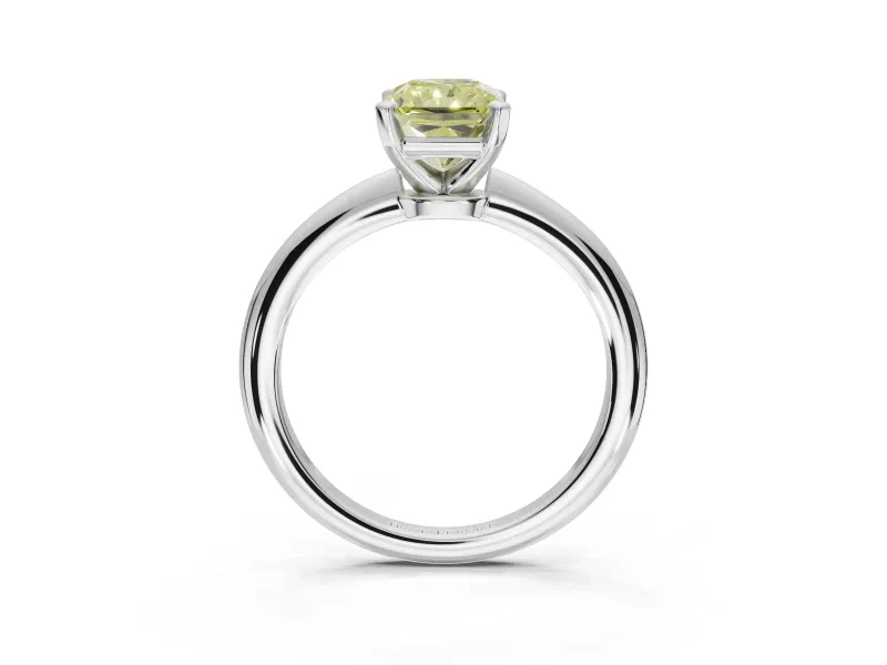 Radiant Cut Solitaire Engagement Ring Setting for a Fancy Yellow Lab-Grown Diamond | Tapered Plain Band | Platinum