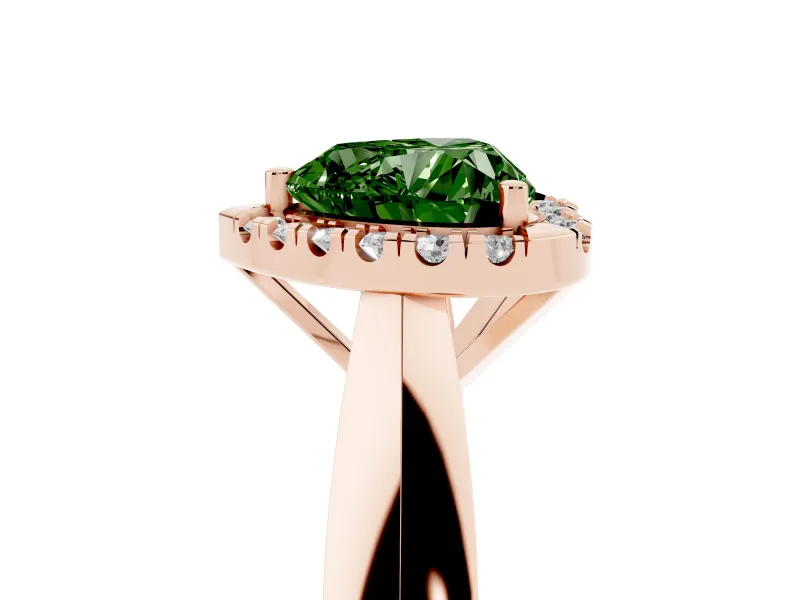 Heart-Shaped Halo Engagement Ring Setting for a Fancy Green Lab-Grown Diamond | Square Profile Band | Rose Gold