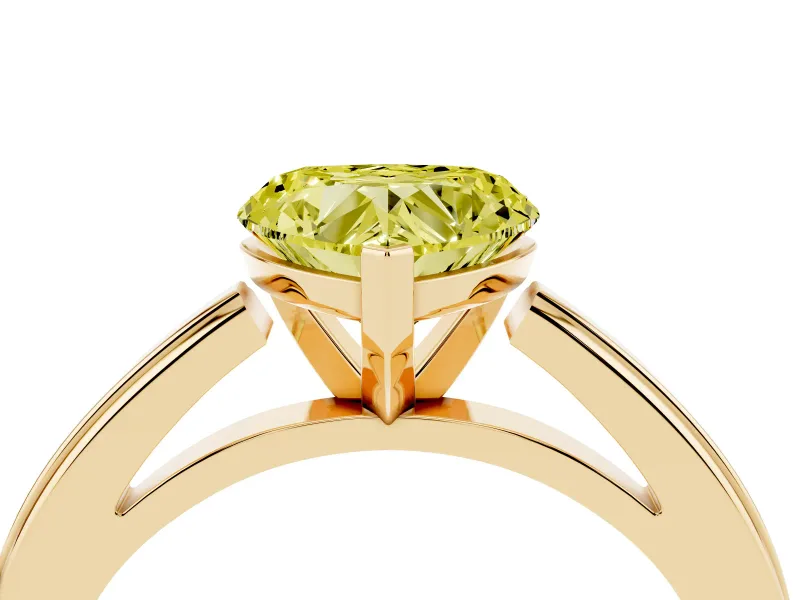 Heart-Shaped Solitaire Engagement Ring Setting for a Fancy Yellow Lab-Grown Diamond | Stepped Flat Band | Yellow Gold