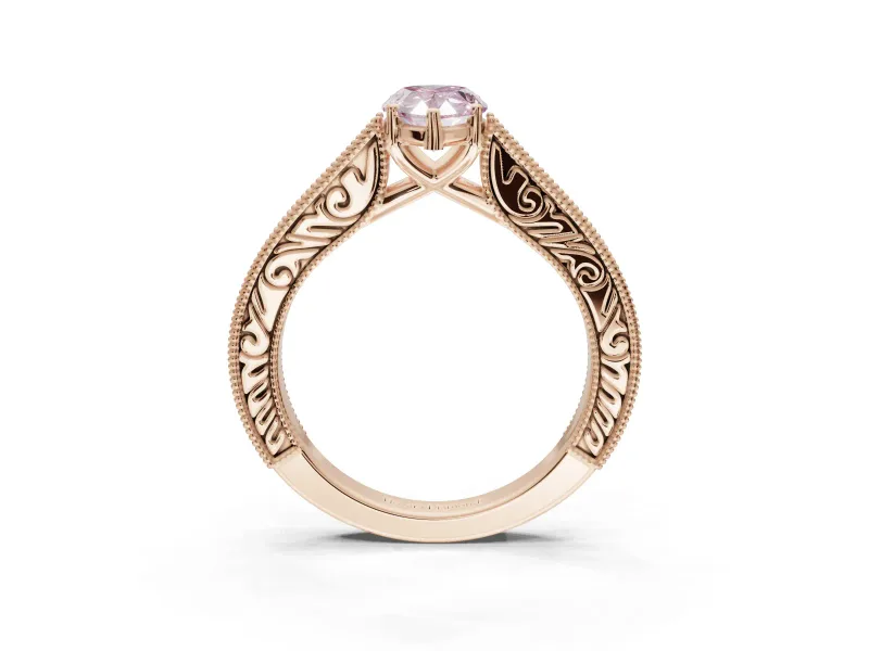 Pear-Shaped Vintage Engagement Ring Setting for a Fancy Pink Lab-Grown Diamond | Rose Gold - Design NV-24644