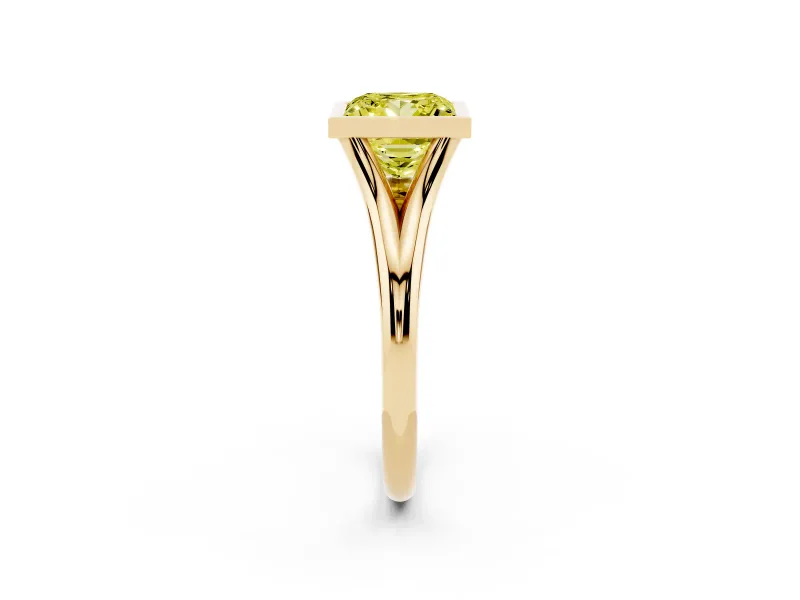 Princess Cut Bezel Engagement Ring Setting for a Fancy Yellow Lab-Grown Diamond | Yellow Gold