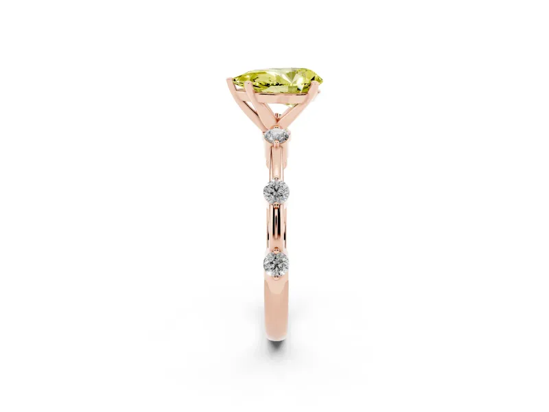 Pear-Shaped Bar Set Engagement Ring Setting for a Fancy Yellow Lab-Grown Diamond | Rose Gold