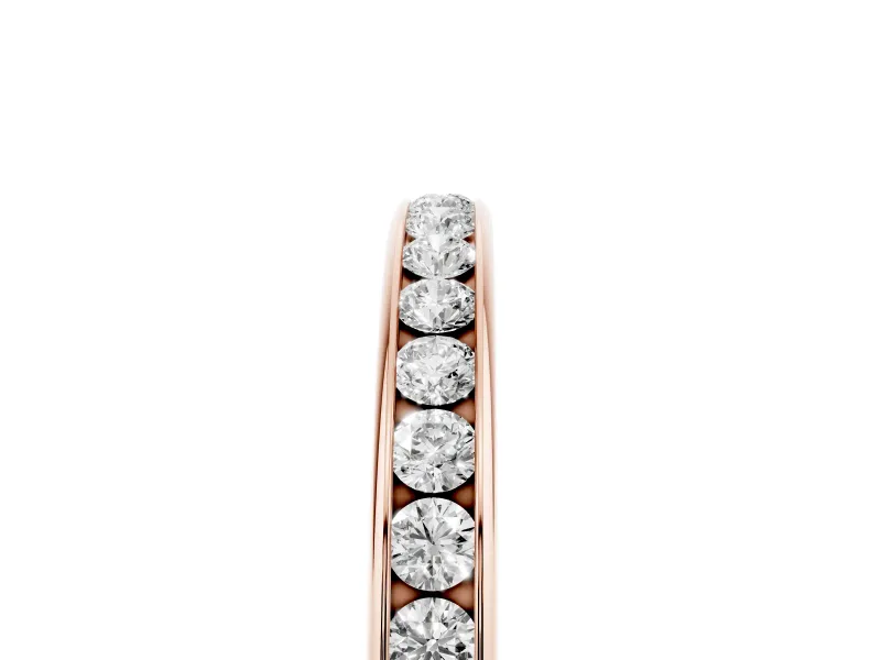 Round Lab-Grown Diamond Narrow Channel Set Wedding Band | Comfort Fit | Rose Gold