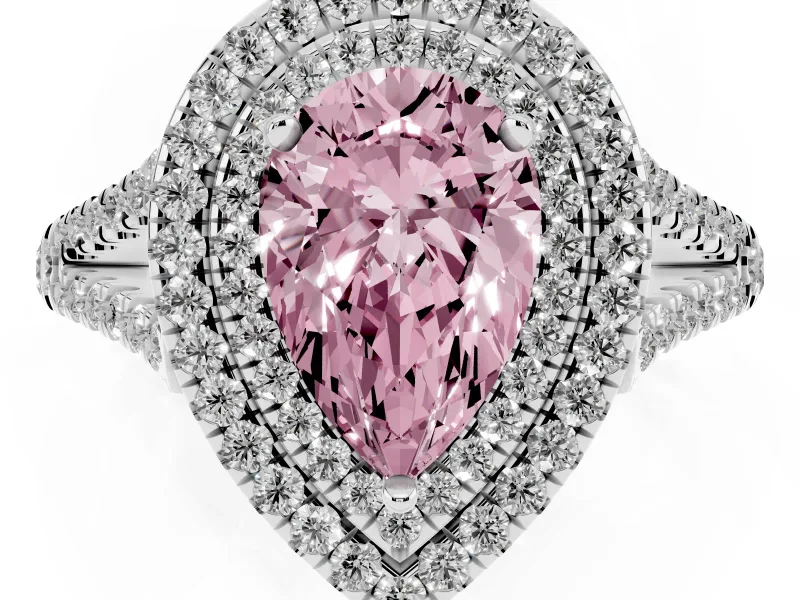 Pear-Shaped Halo Engagement Ring Setting for a Fancy Pink Lab-Grown Diamond | White Gold - Design NV-24799