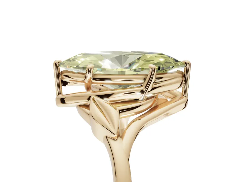 Marquise Bypass Solitaire Engagement Ring Setting for a Fancy Yellow Lab-Grown Diamond | Yellow Gold