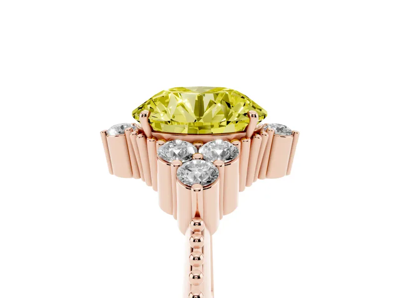 Round Cluster Engagement Ring Setting for a Fancy Yellow Lab-Grown Diamond | Rose Gold