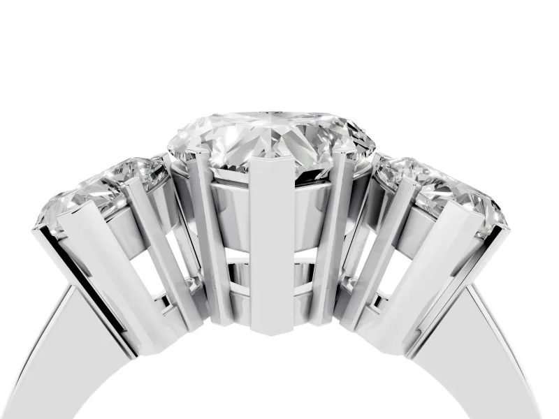 Heart-Shaped Three Stone Engagement Ring Setting | Large Side Stones | Platinum
