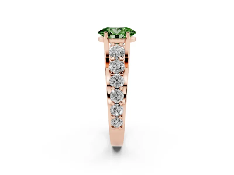 Oval Graduated Engagement Ring Setting for a Fancy Green Lab-Grown Diamond | Rose Gold
