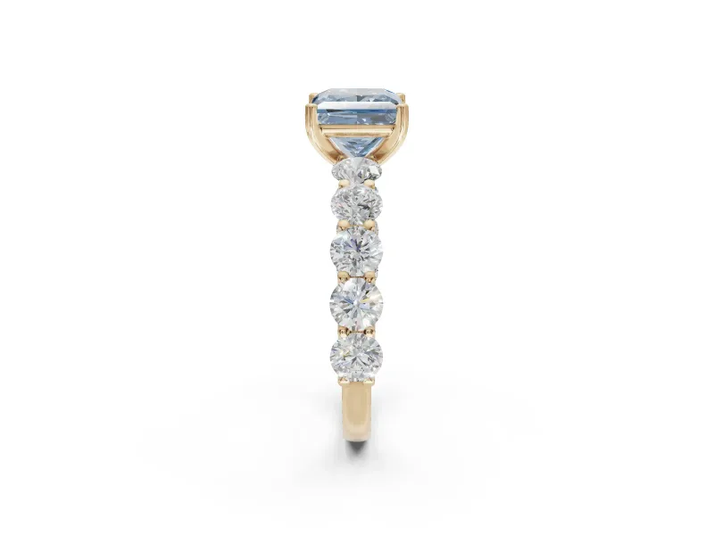 Princess Cut Engagement Ring Setting for a Fancy Blue Lab-Grown Diamond | Yellow Gold - Design NV-24455