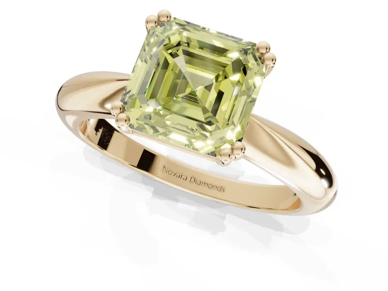 Princess Cut Tapered Solitaire Engagement Ring Setting for a Fancy Yellow Lab-Grown Diamond | Yellow Gold