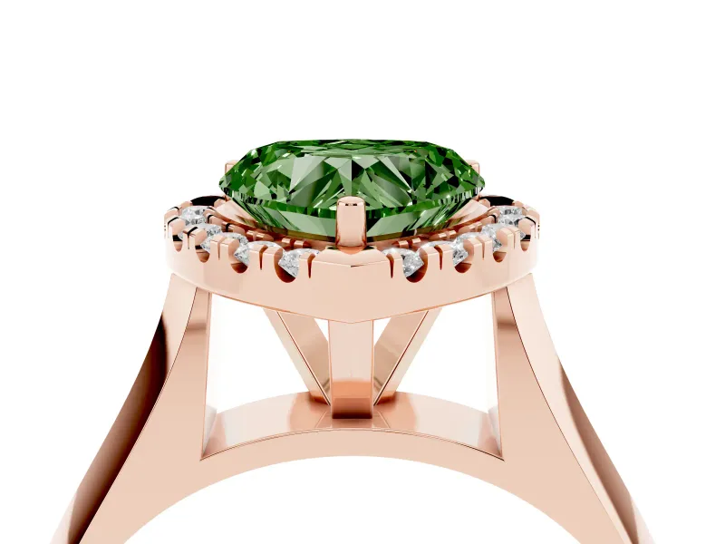 Heart-Shaped Halo Engagement Ring Setting for a Fancy Green Lab-Grown Diamond | Square Profile Band | Rose Gold