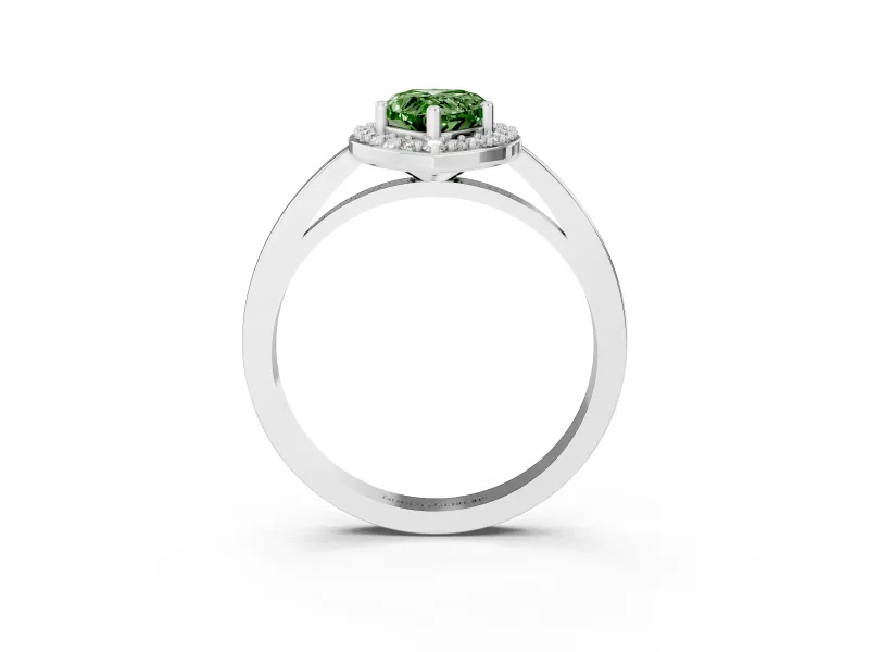 Fancy Green Pear Cut Diamond Halo Ring Set in Platinum with Solitaire Band and Prong Setting