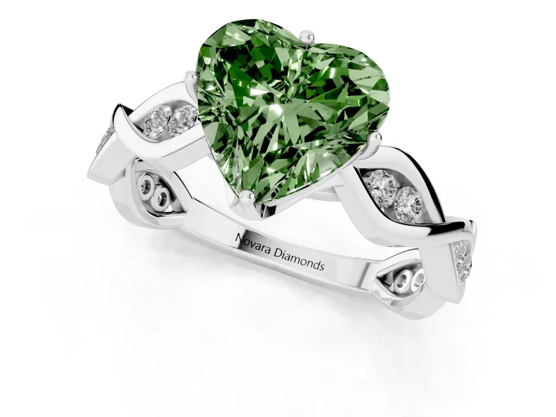 Heart-Shaped Twisted Infinity Engagement Ring Setting for a Fancy Green Lab-Grown Diamond | Platinum