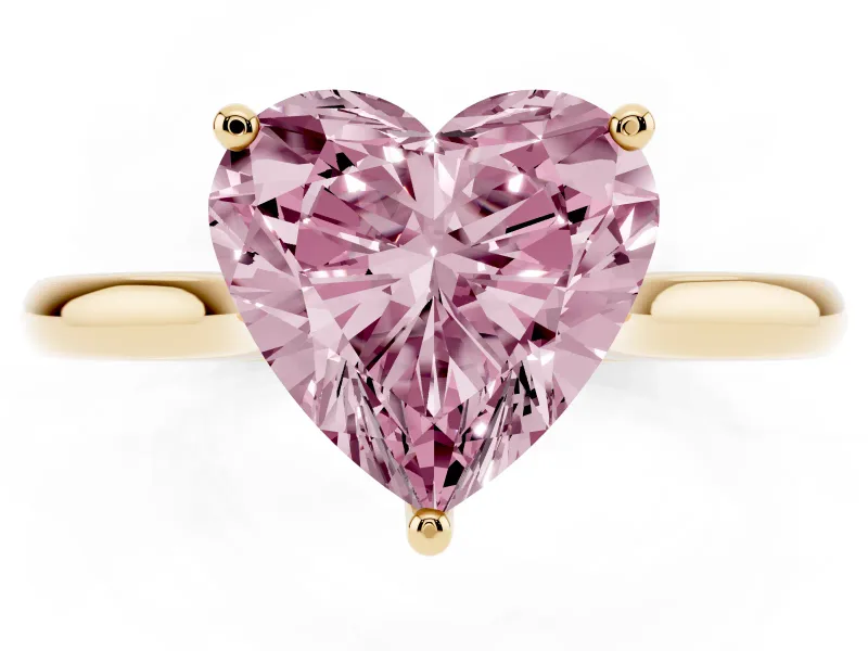 Heart-Shaped Cathedral Engagement Ring Setting for a Fancy Pink Lab-Grown Diamond | Yellow Gold