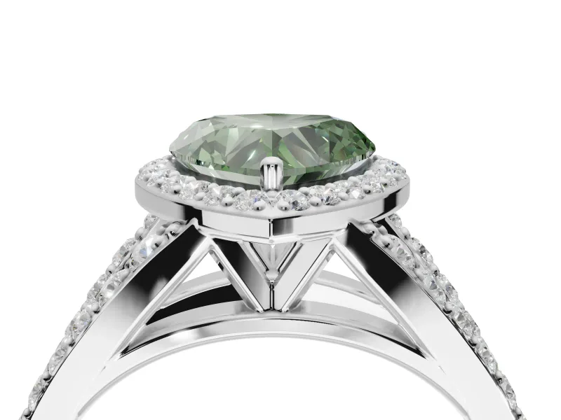 Heart-Shaped Halo Engagement Ring Setting for a Fancy Green Lab-Grown Diamond | Sterling Silver - Design NV-24520