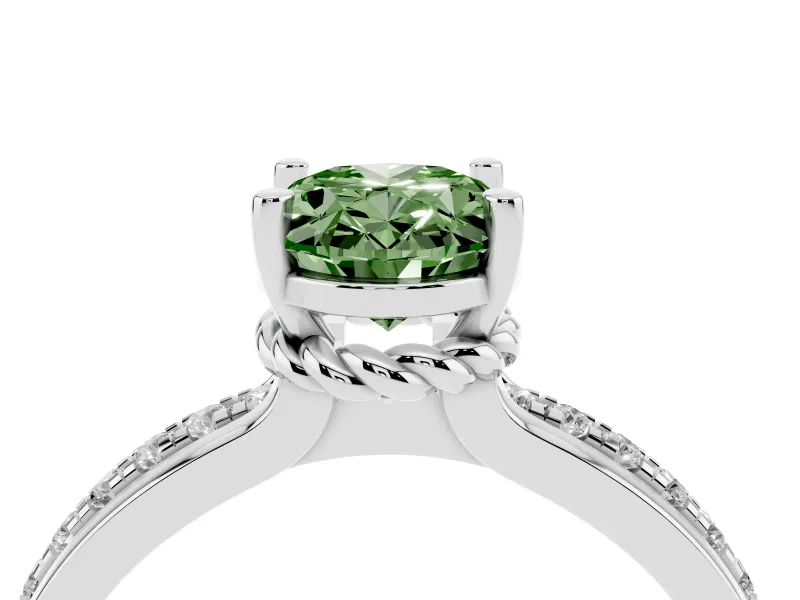 Oval Channel Engagement Ring Setting for a Fancy Green Lab-Grown Diamond | Platinum