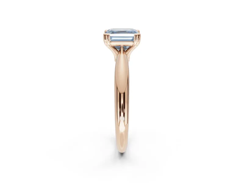 Princess Cut Tapered Solitaire Engagement Ring Setting for a Fancy Blue Lab-Grown Diamond | Rose Gold