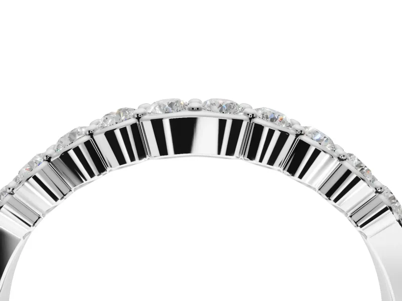 Round Lab-Grown Diamond U-Prong Set Wedding Band | Open Side Arcs | Platinum