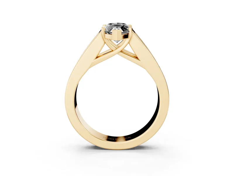 Marquise Channel-Set Engagement Ring Setting for a Black Center | Princess Side Stones | Yellow Gold