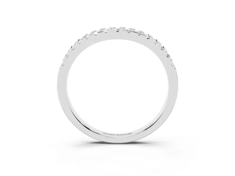 Round Lab-Grown Diamond Pavé Contour Wedding Band | Shared Prongs | Sterling Silver