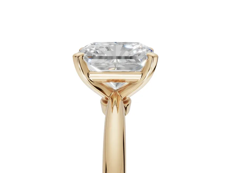 Radiant Cut Solitaire Engagement Ring Setting | Tapered Plain Band | Yellow Gold