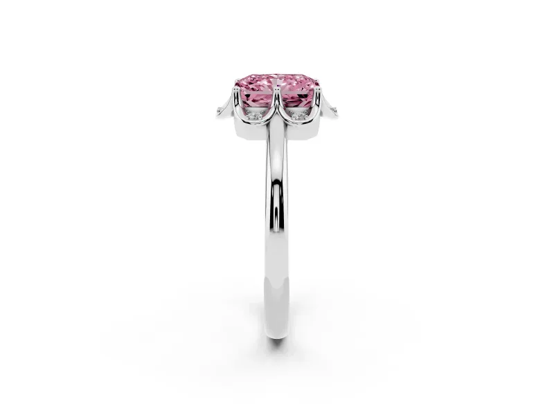 Radiant Cut Petal Halo Engagement Ring Setting for a Fancy Pink Lab-Grown Diamond | Sterling Silver
