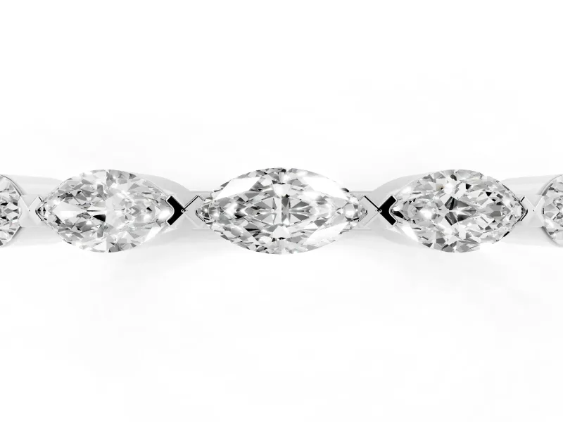 Marquise Diamond Eternity Band Set in Silver with Bezel Setting
