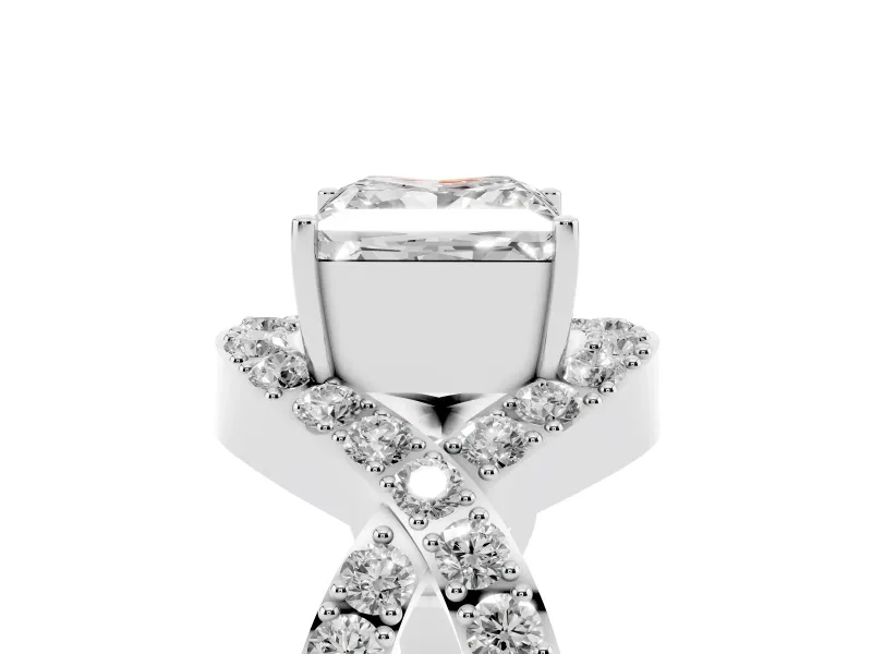 Princess Cut Infinity Twist Pavé Engagement Ring Setting | Crossover Ribbons | Sterling Silver