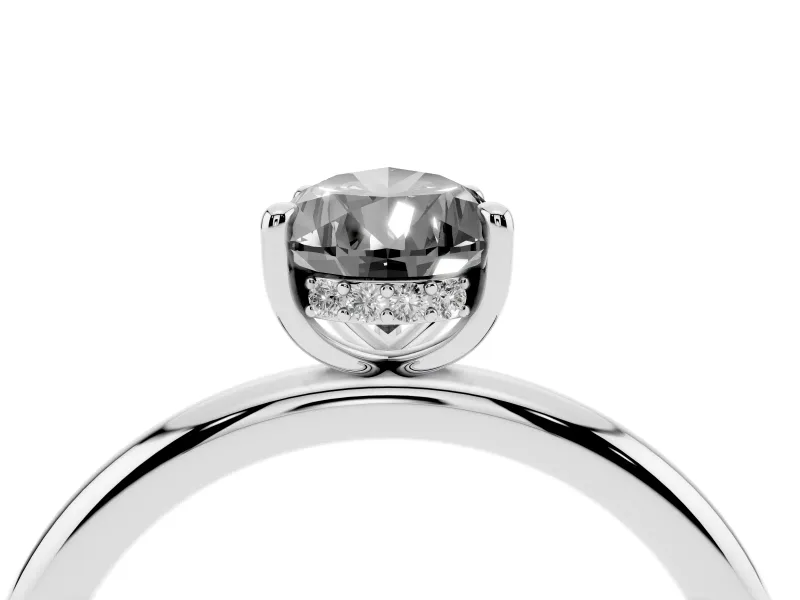 Fancy Black Pear Cut Diamond Solitaire Ring Set in White gold with Thin Band and Prong Setting
